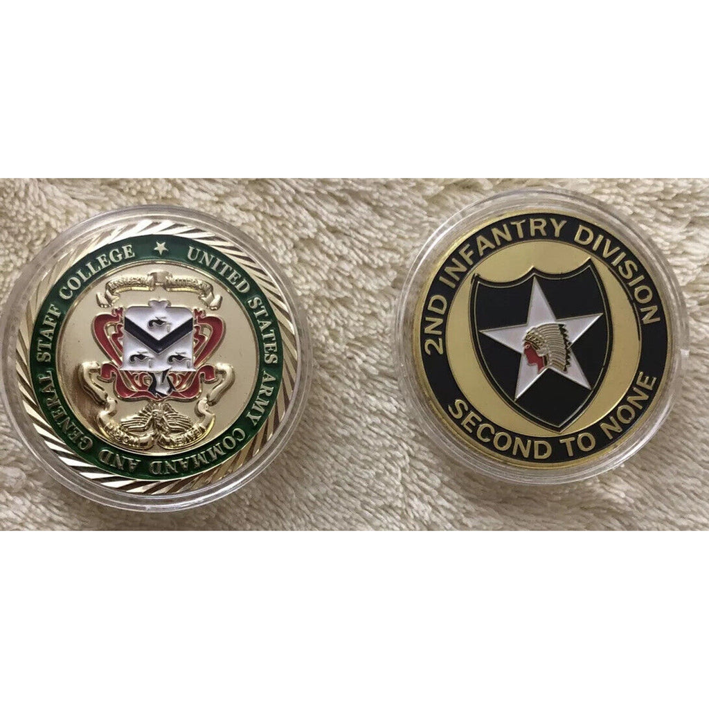 Command & General Staff College & 2nd Infantry Div Lot of 2 Challange coins USA!