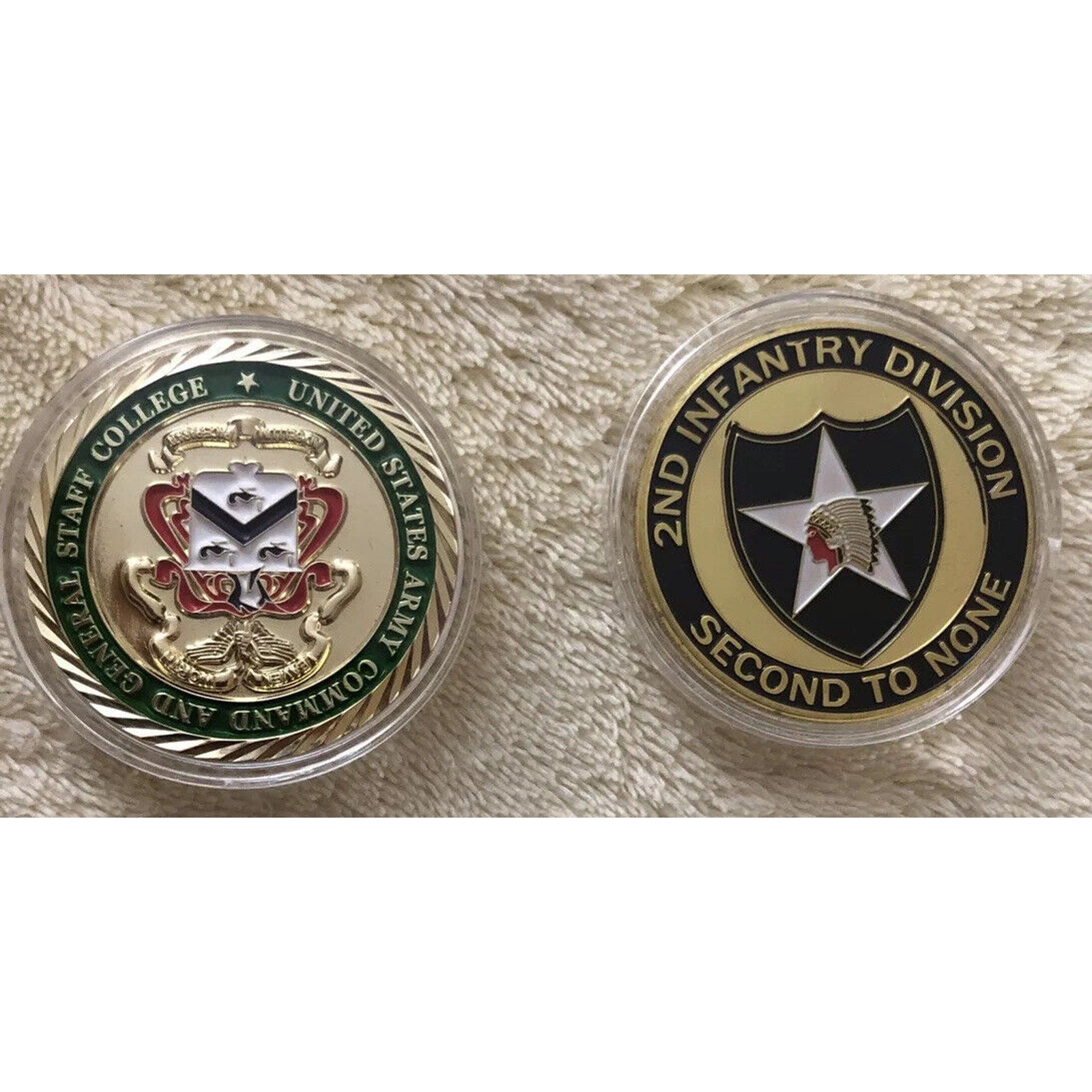 Command & General Staff College & 2nd Infantry Div Lot of 2 Challange coins USA!