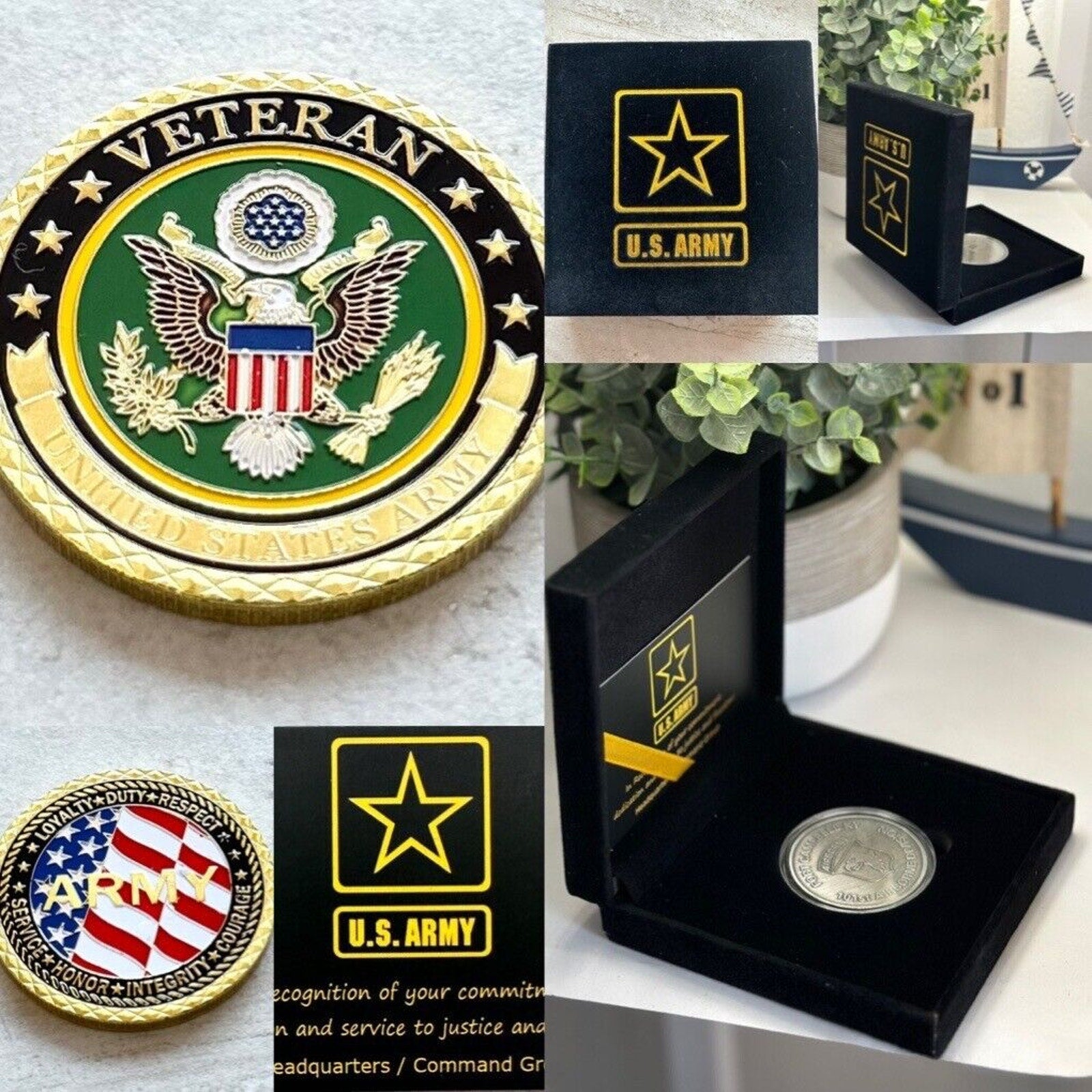 U.S. Army Veteran Challenge Coin With Gift Velvet Case