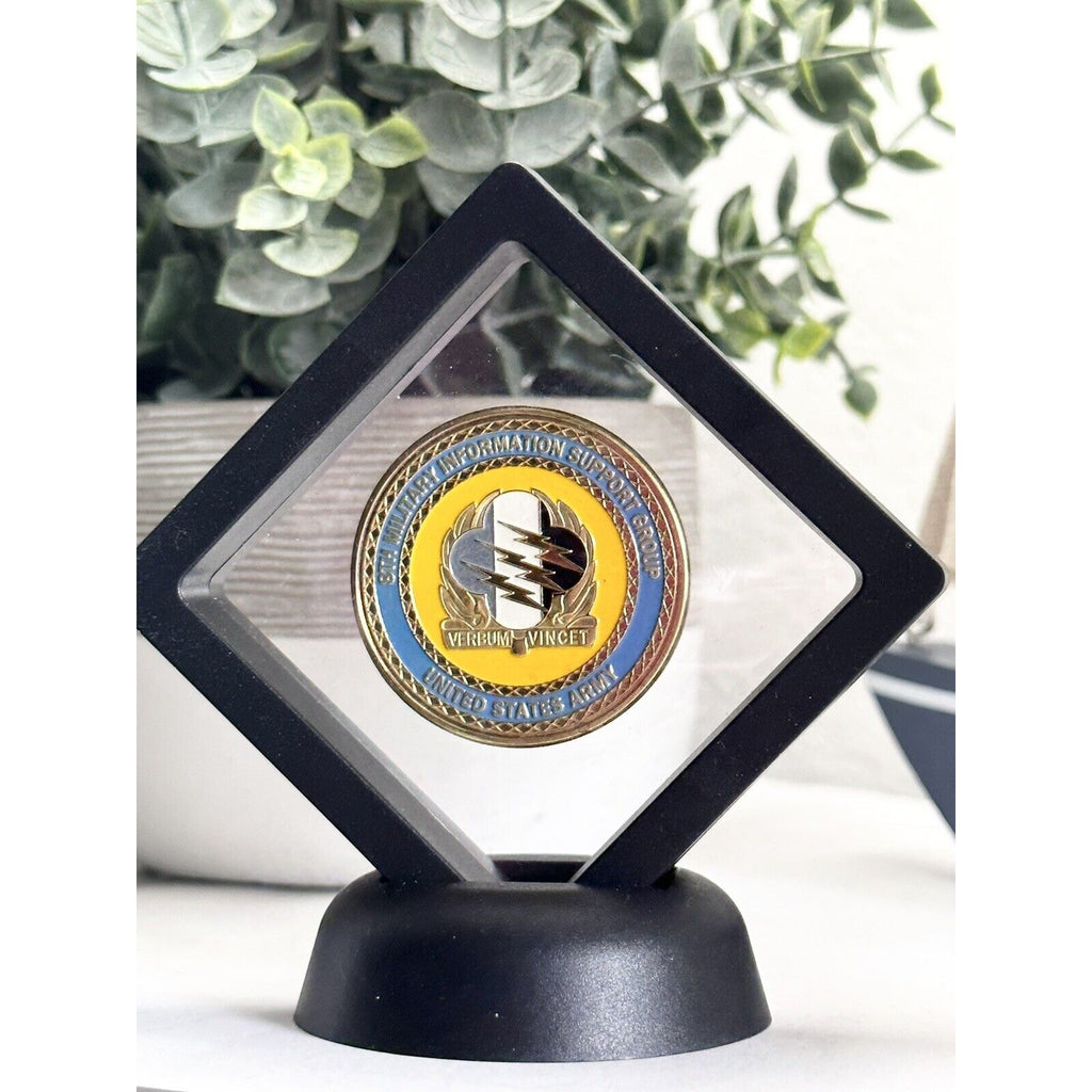 US ARMY 8th Military Information Support Group Challenge Coin With Display Case