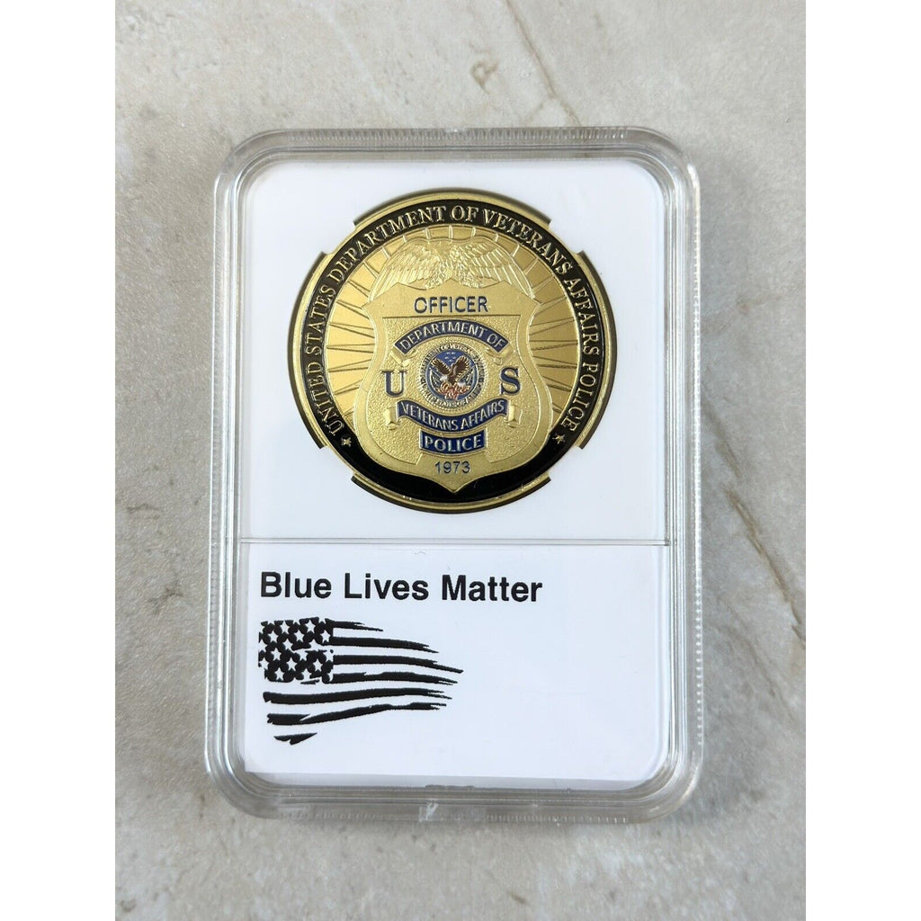 U S Dept of Veterans Affairs Police Challenge Coin With Case. 40mm
