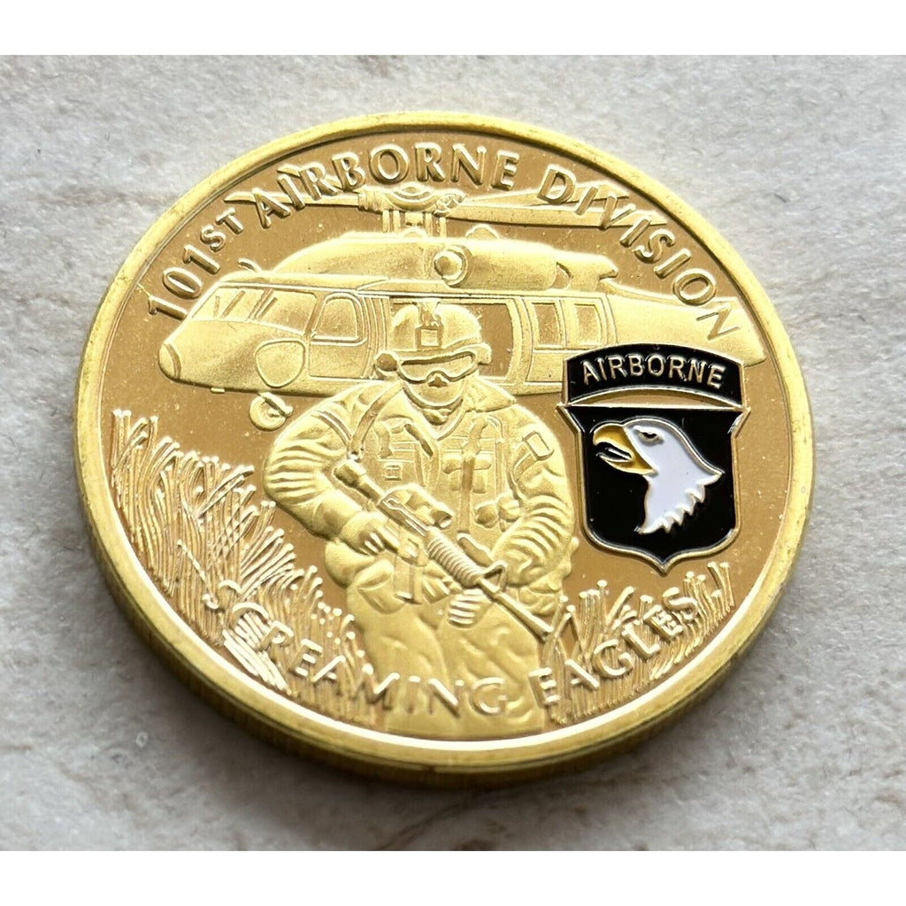 ARMY 101ST AIRBORNE DIVISION SCREAMING EAGLES BRAVE EAGLE CHALLENGE COIN W Case