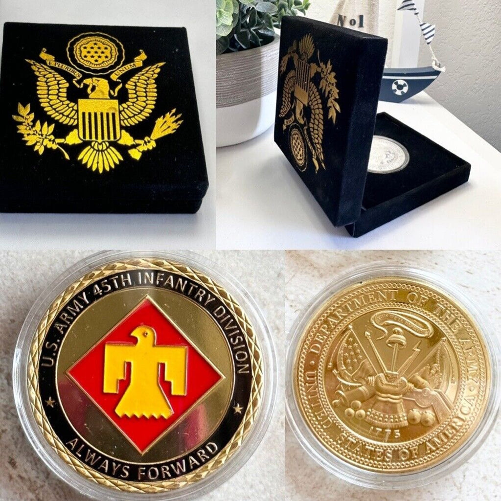 US ARMY 45th INFANTRY DIVISION Challenge Coin With Velvet Case