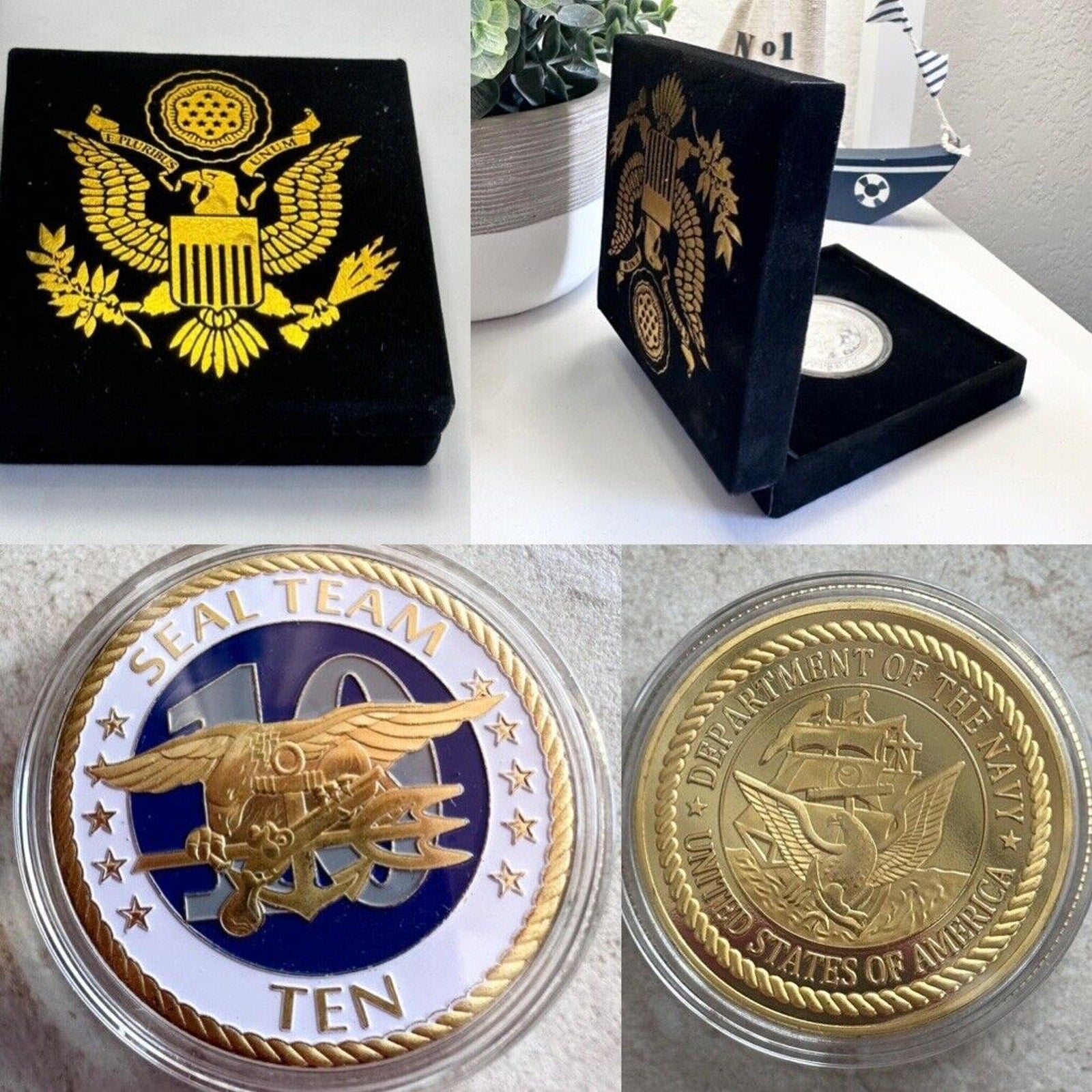 US Navy SEAL TEAM TEN Naval Special Warfare NSW Challenge Coin with velvet case