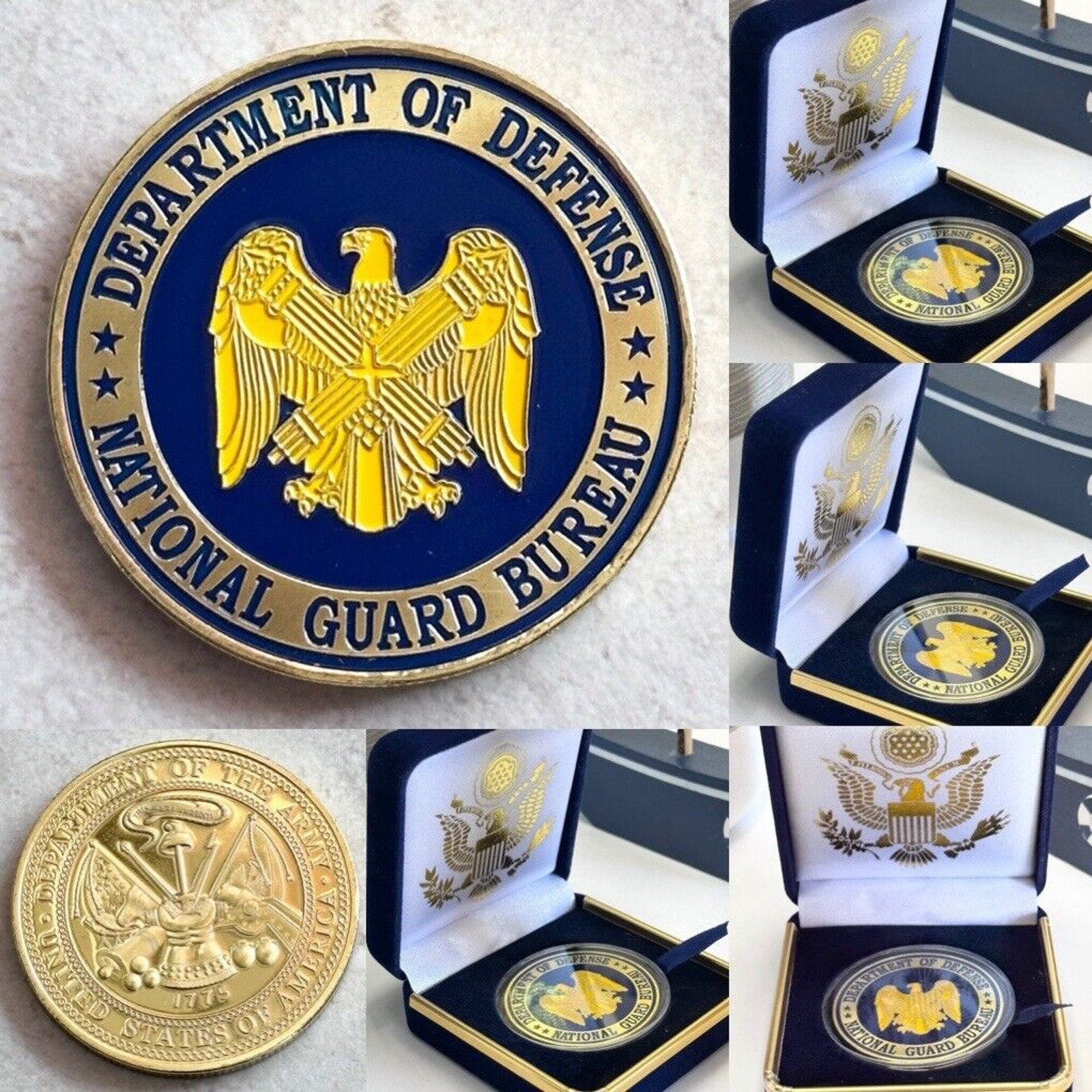 Department of Defense National Guard Bureau Challenge Coin & Special Velvet Case