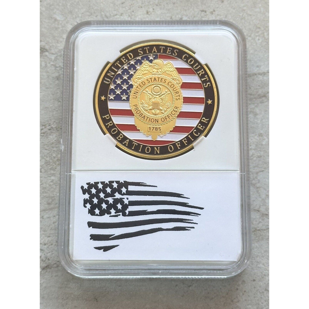 United States PROBATION OFFICER US Courts System Challenge Coin With Box Case