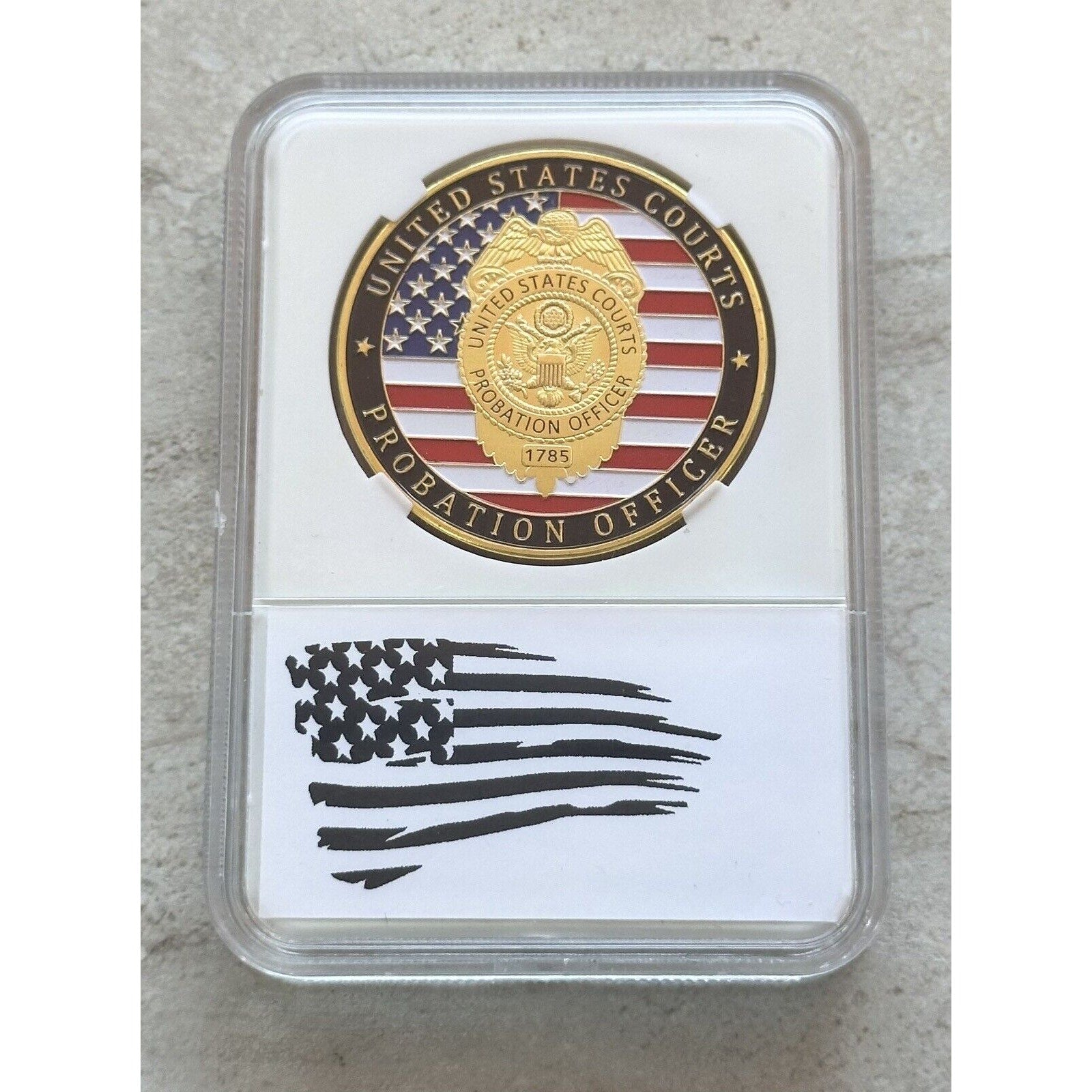 United States PROBATION OFFICER US Courts System Challenge Coin With Box Case