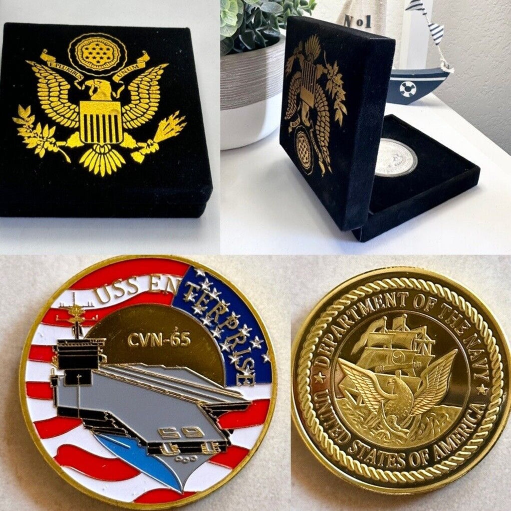 US NAVY - USS ENTERPRISE CVN-65 Challenge Coin With Special Velvet Case