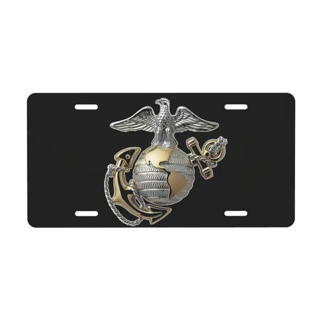 USMC License Plate Marines Marine Corps Emblem On Black