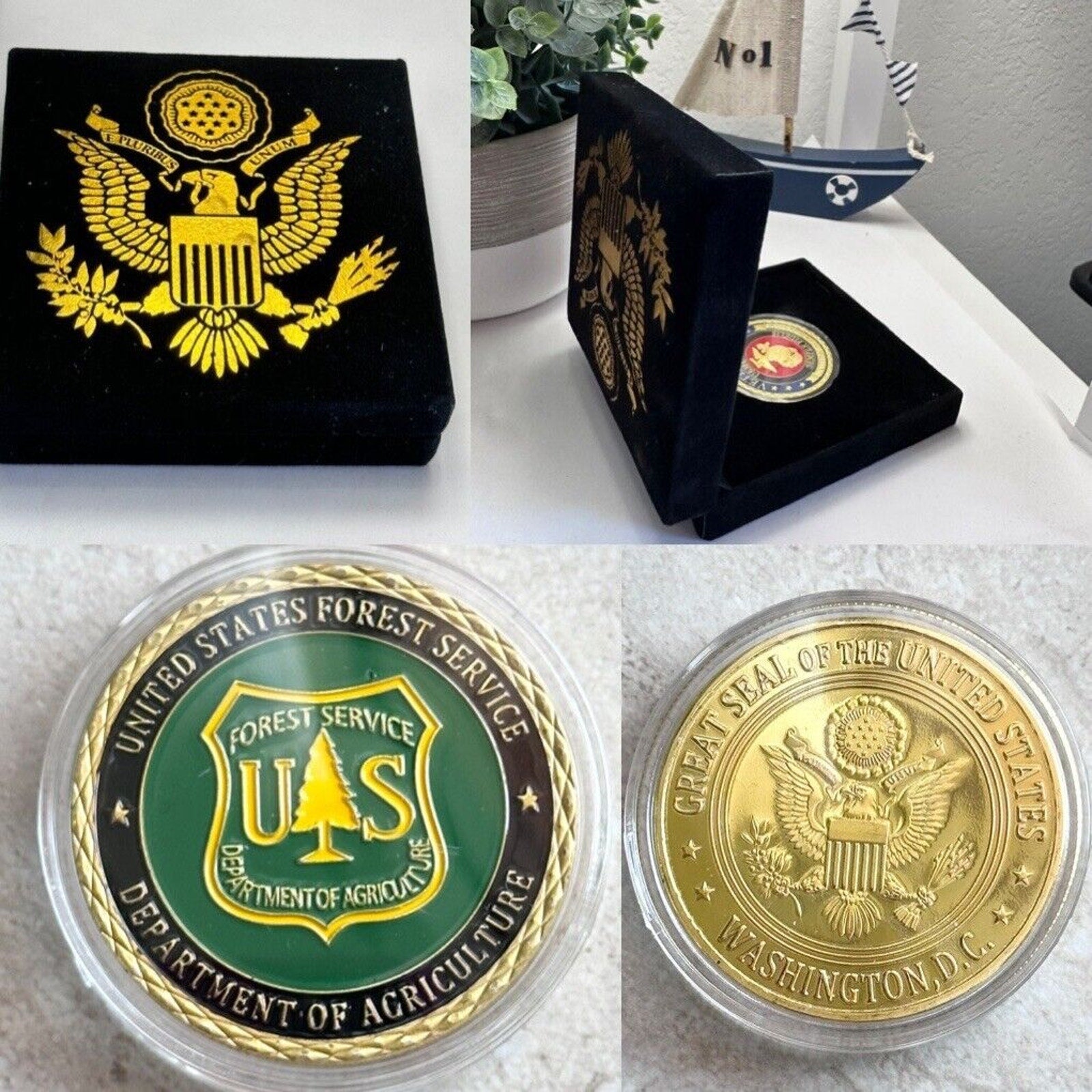 United States Forest Service Challenge Coin With Velvet Case