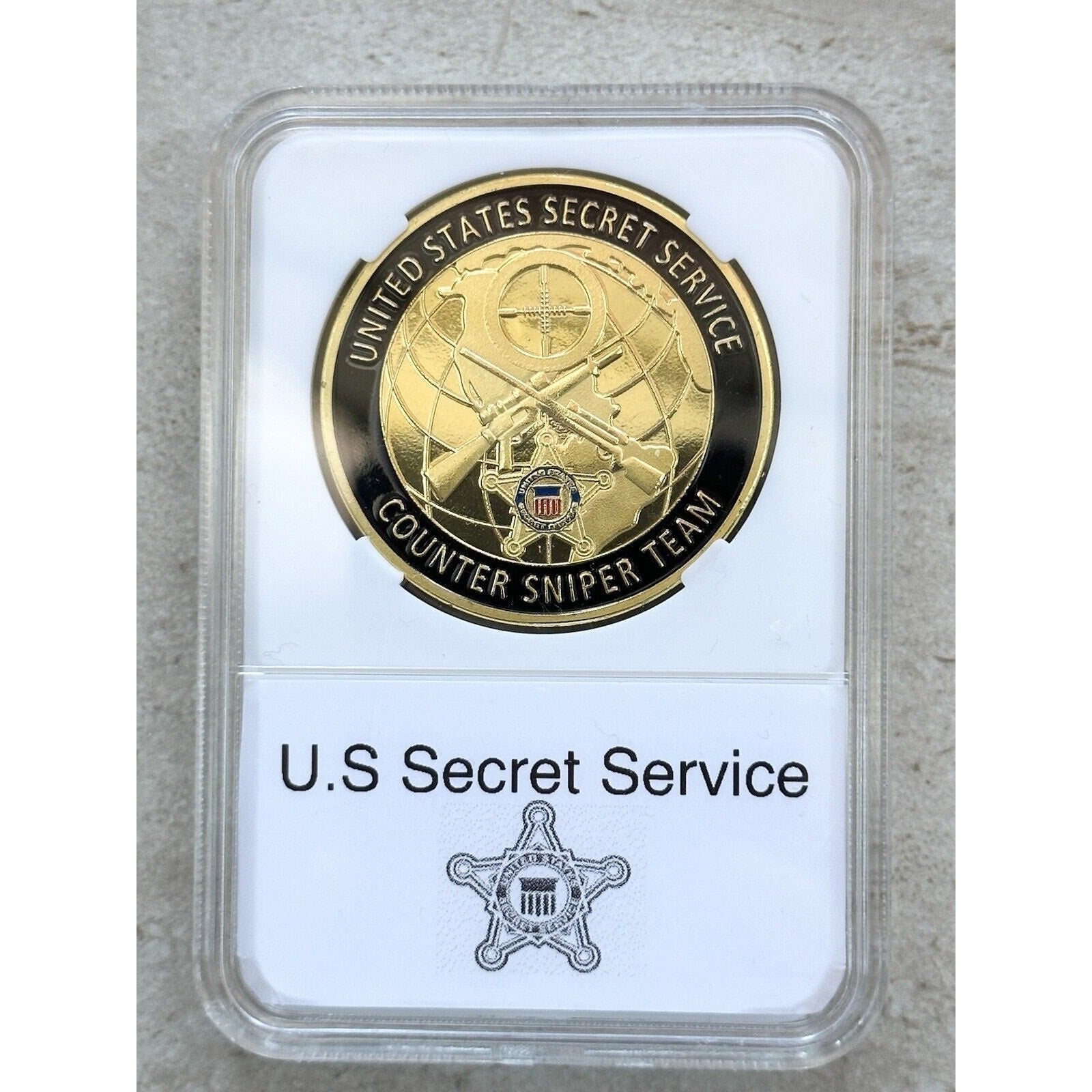 United States Secret Service Counter Sniper Team Challenge Coin 40mm With Case