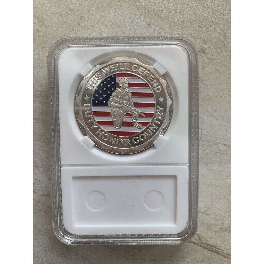 US Army Veteran Proud Served This We'll Defend Duty Honor Country Souvnier Coin