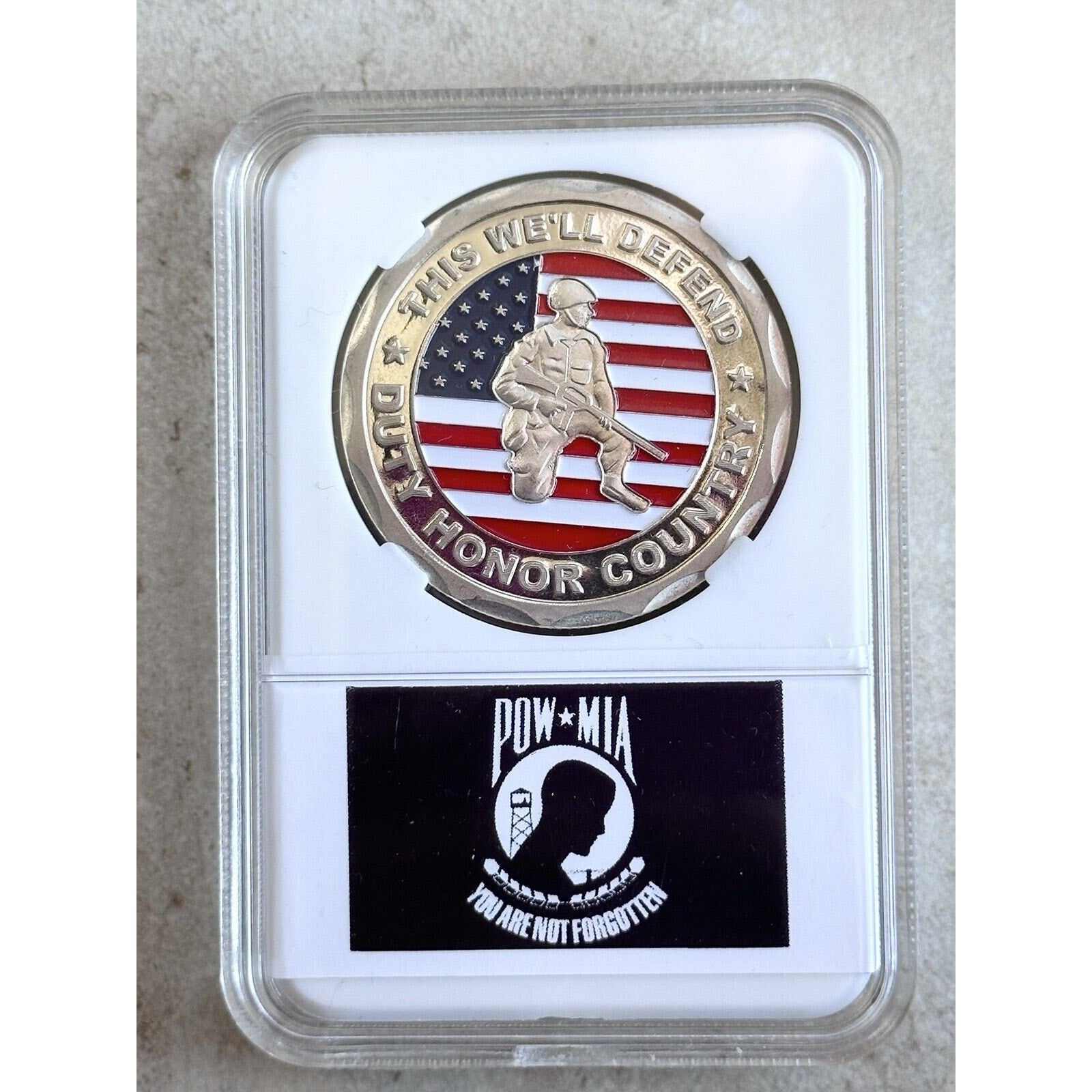 PROUD TO BE ARMY VETERAN Challenge Coin With Case POW - MIA