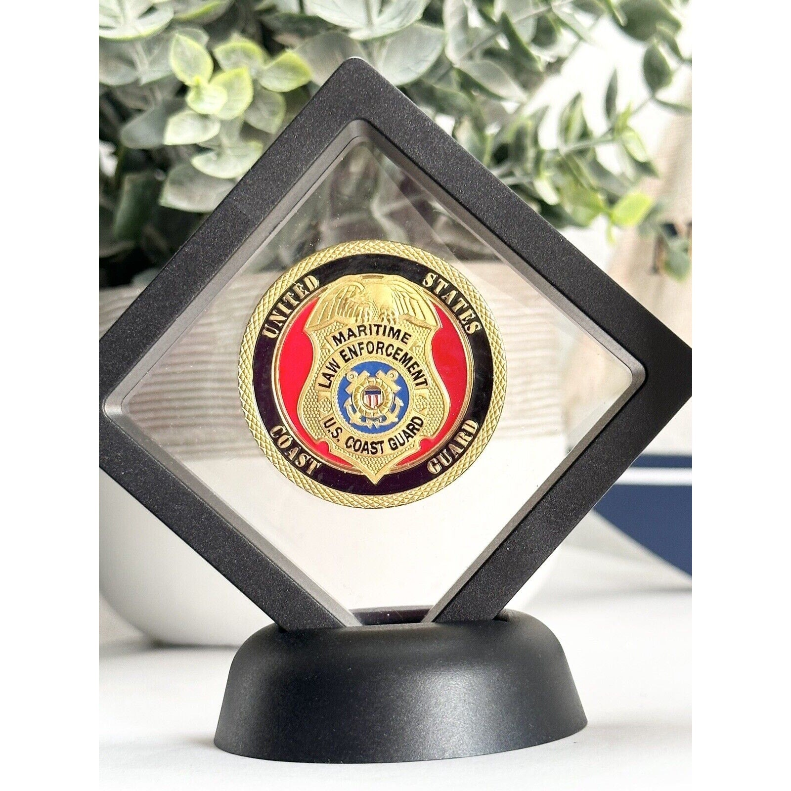 US COAST GUARD MARITIME LAW ENFORCEMENT Challenge Coin With 3D Display Case