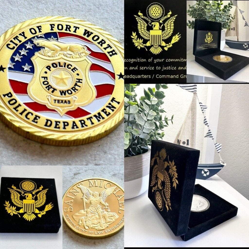 CITY OF FORT WORTH POLICE Dept Challenge Coin With Special Velvet Case