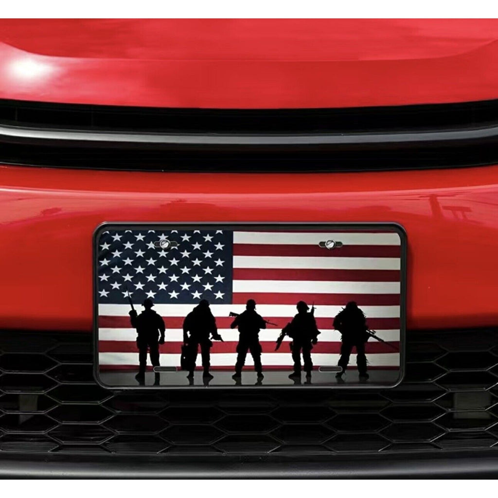 License Plate, Veterans Day Flag Aluminum Metal Tag Novelty Auto Car Tag 6x12”