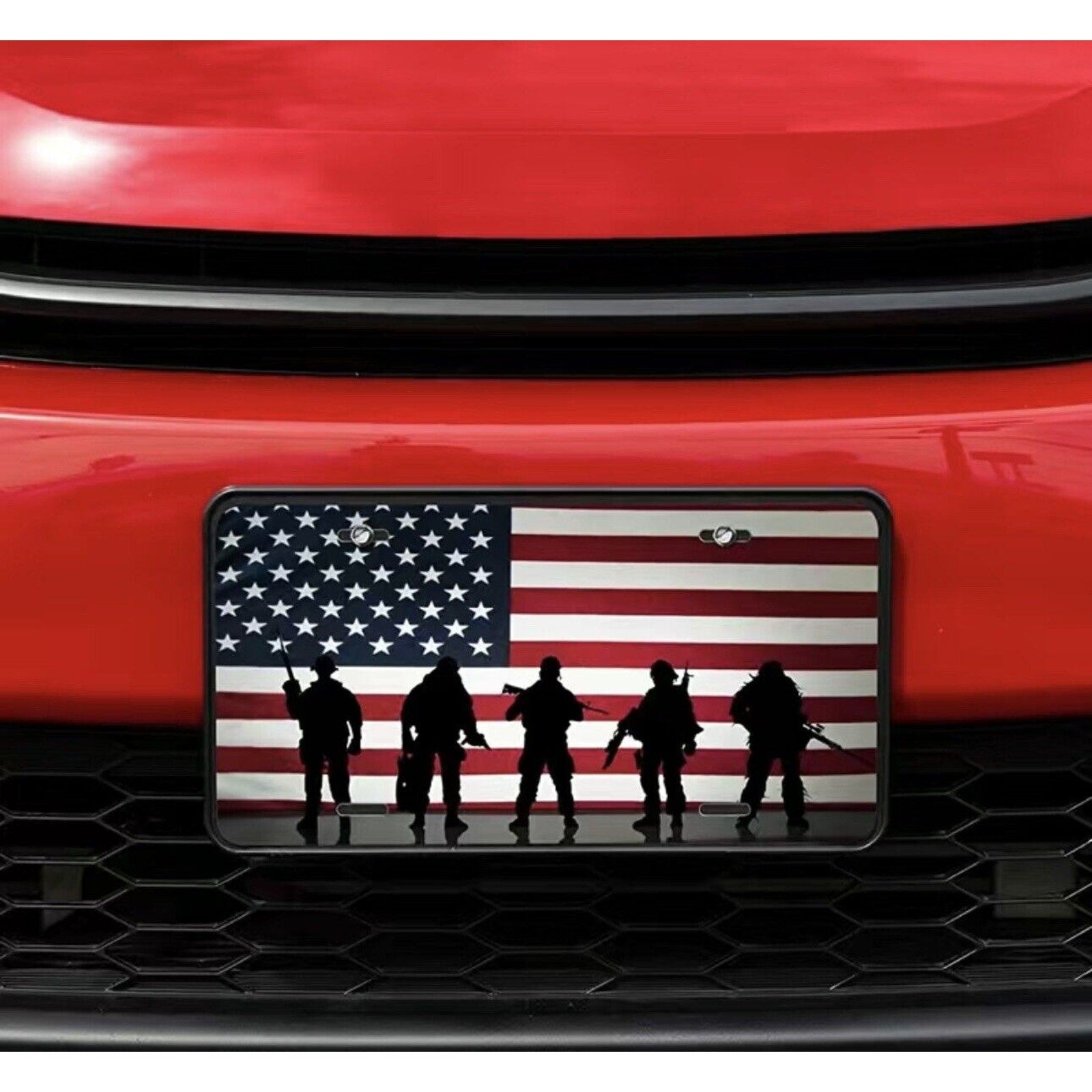 License Plate, Veterans Day Flag Aluminum Metal Tag Novelty Auto Car Tag 6x12”