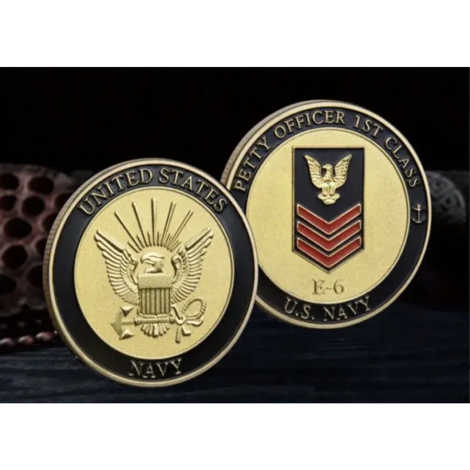 U.S. NAVY COIN: E6 PETTY OFFICER FIRST CLASS With Special Velvet Case new