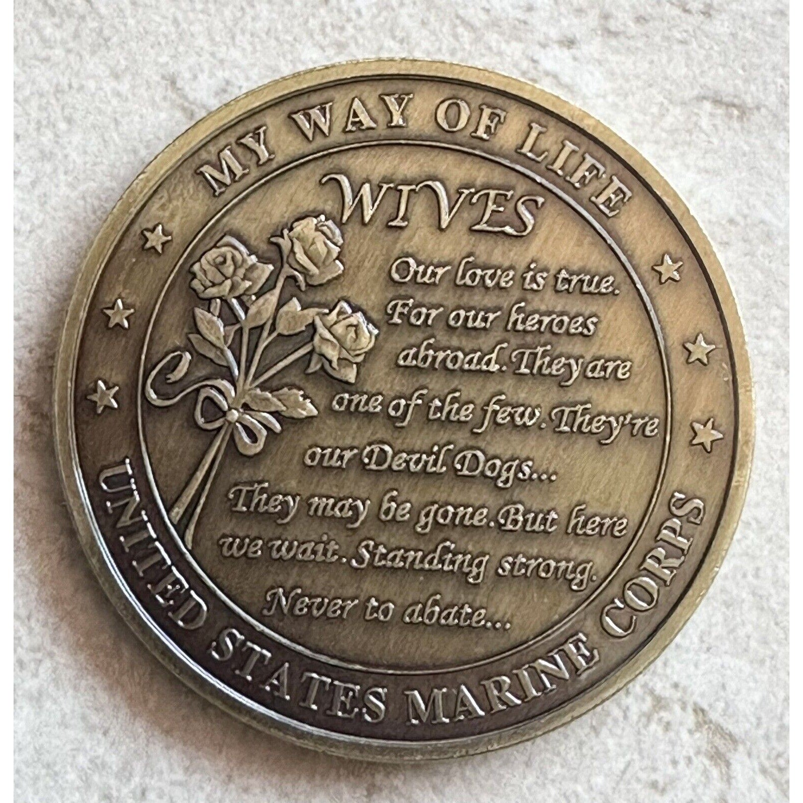 MARINE WIVES THE TOUGHEST JOB IN THE CORPS Commemorative Challenge Coin w/ case