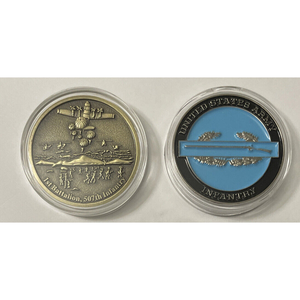 US Army Airborne School 1st Bn 507th Parachute Infantry Badge 2x Challenge Coin