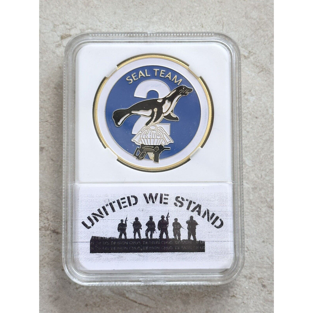 US NAVY SEAL TEAM TWO Challenge Coin With Case United We Stand