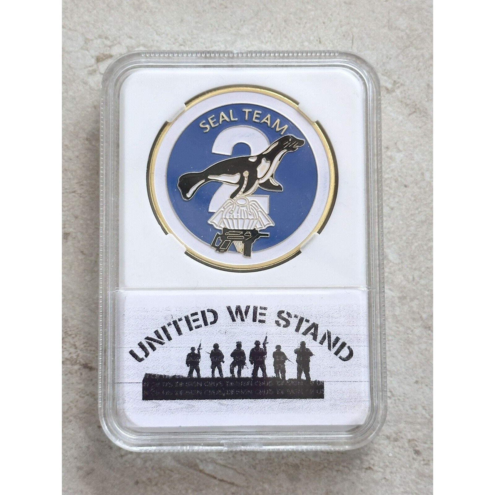 US NAVY SEAL TEAM TWO Challenge Coin With Case United We Stand