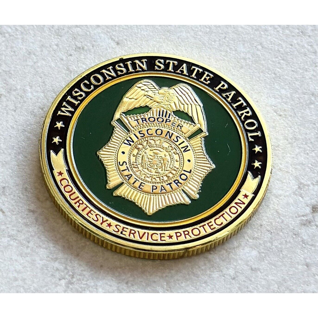 WISCONSIN STATE PATROL Challenge Coin With Special Velvet Case