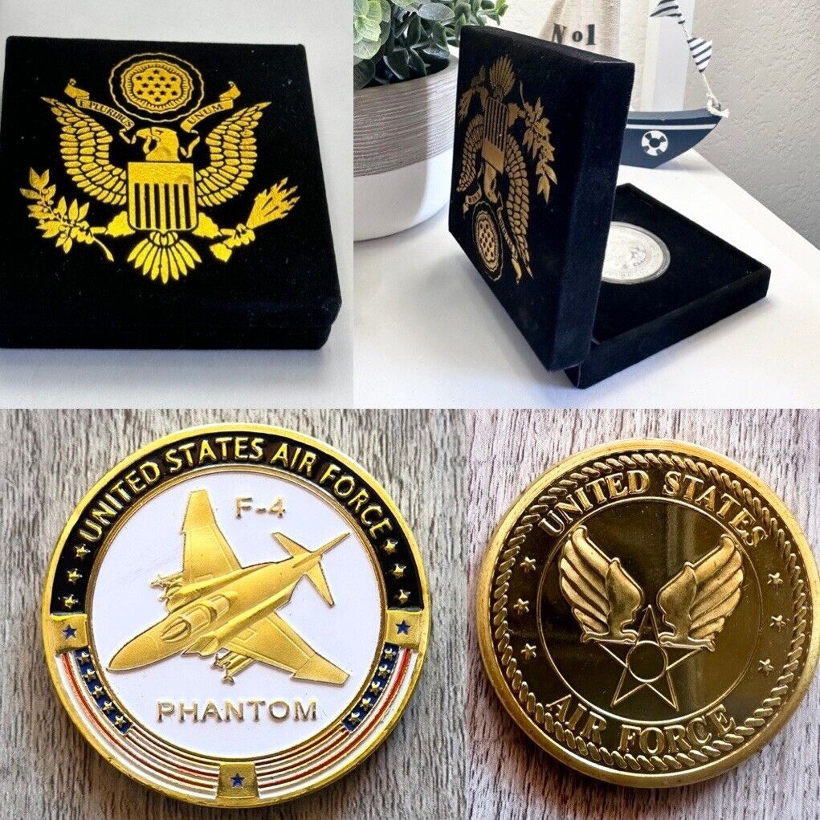 U S AIR FORCE F-4 PHANTOM Challenge Coin with special velvet case new