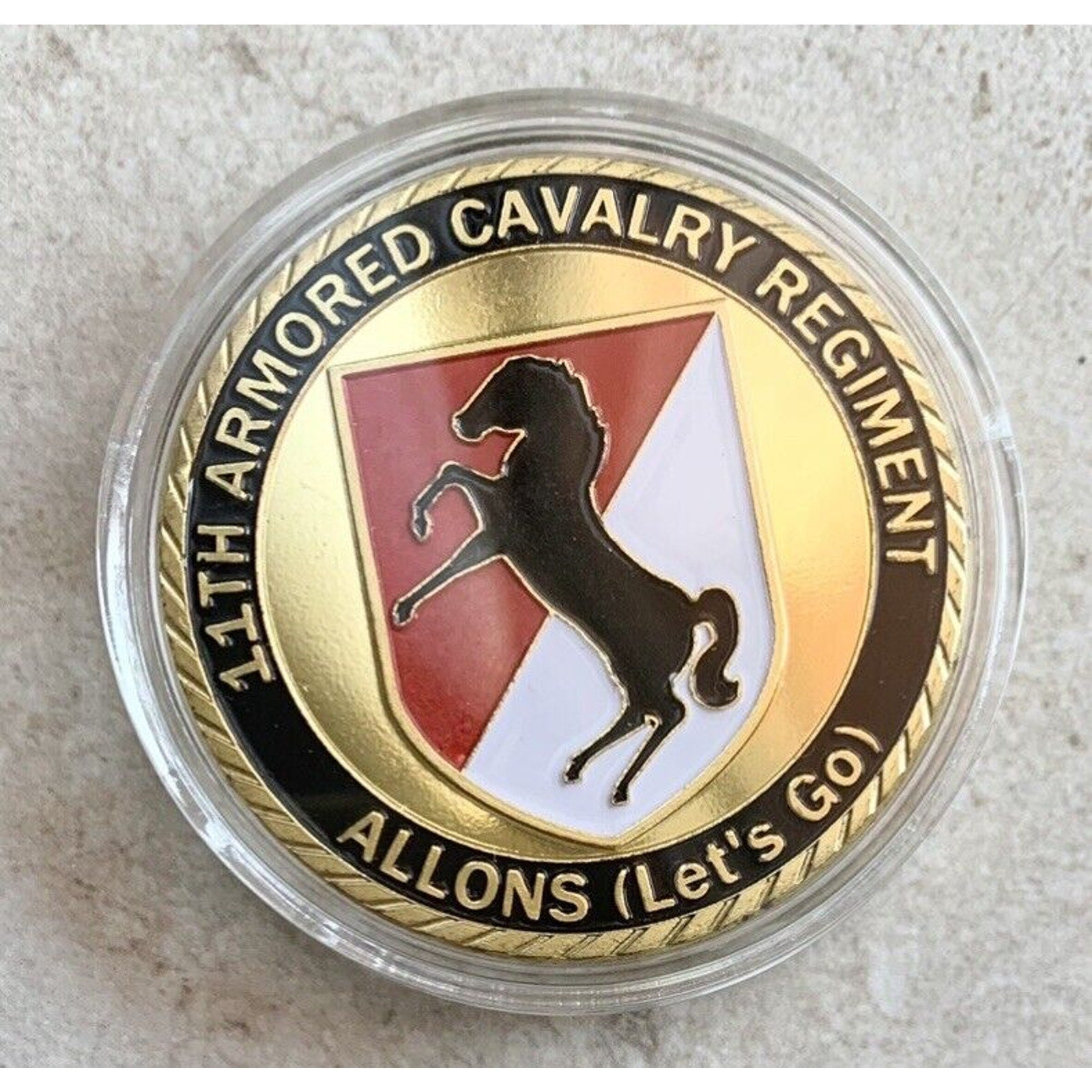 US ARMY 11th ARMORED CAVALRY BLACK HORSE REGIMENT Challenge Coin w/ velvel case
