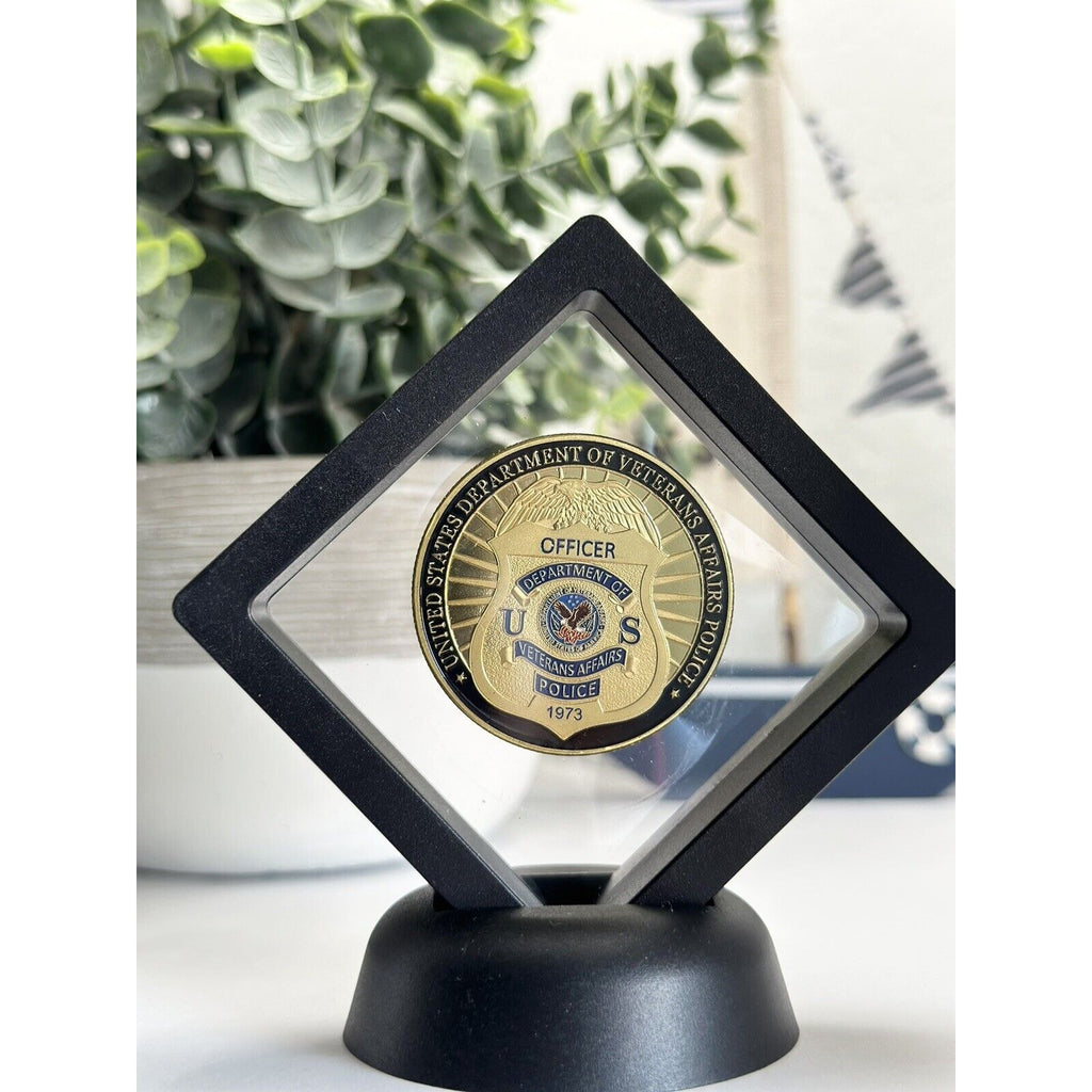 U S Dept of Veterans Affairs Police Challenge Coin 40mm With Display Case