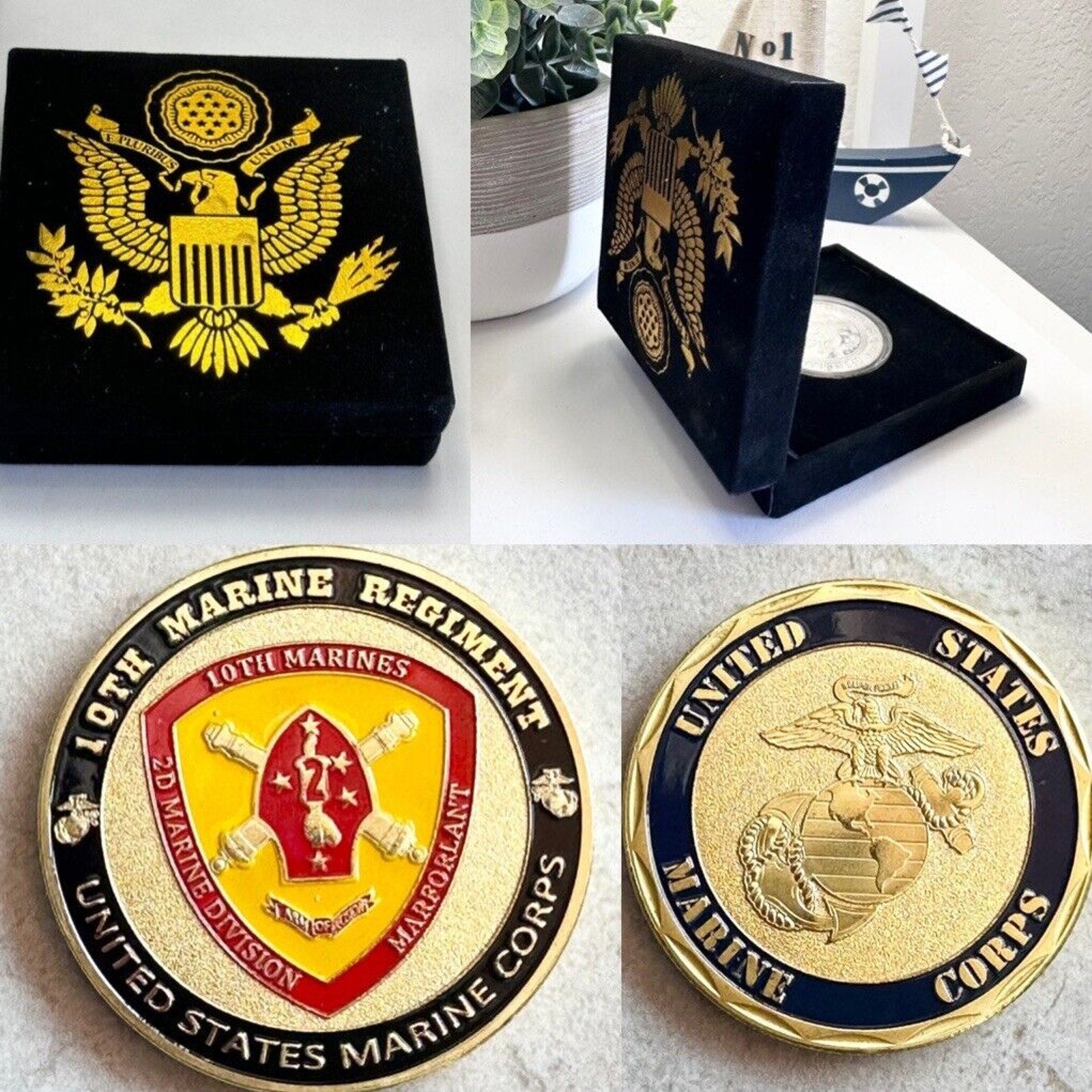 US MARINE CORPS - 10th MARINE REGIMENT Challenge Coin with velvet case