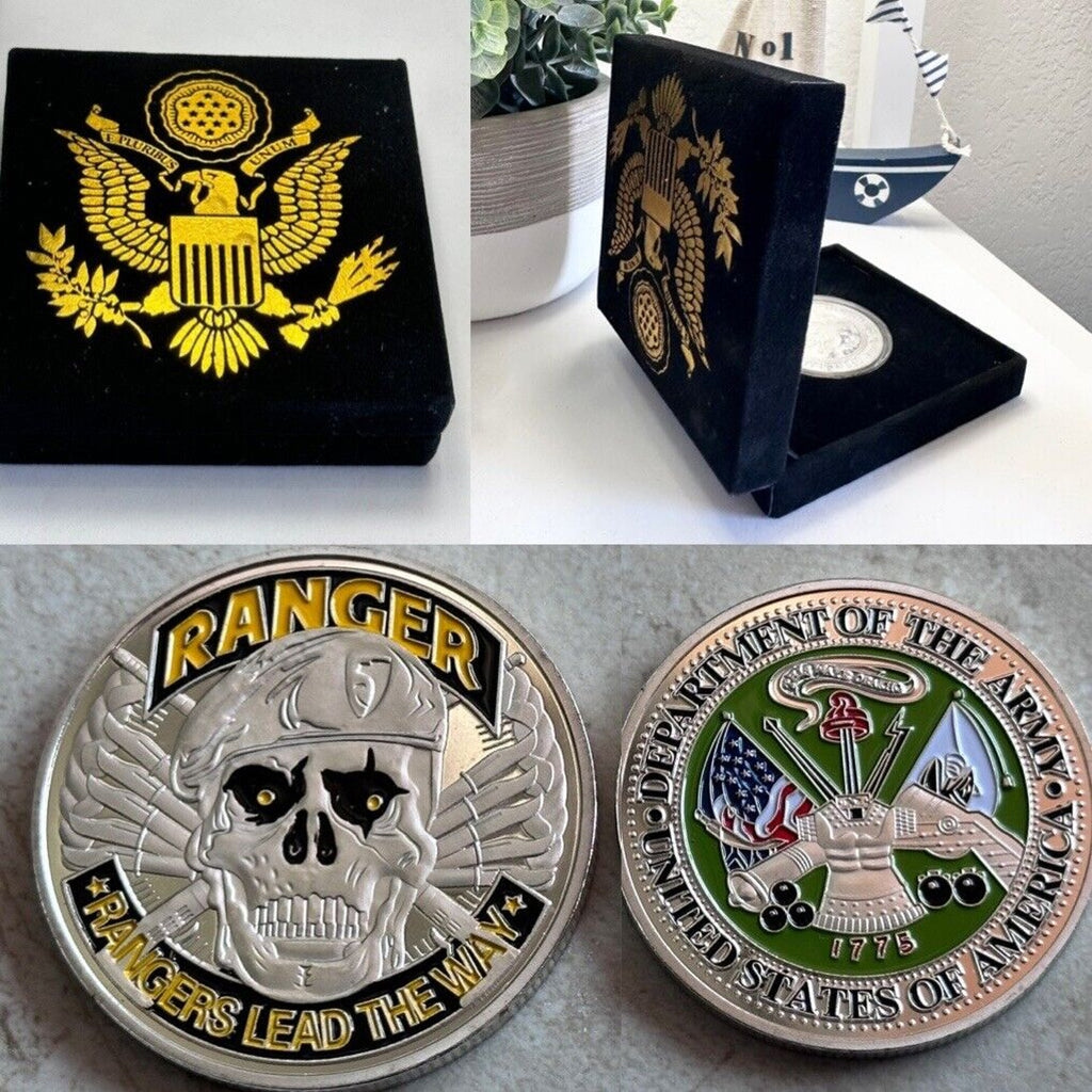 US ARMY RANGERS Lead The Way Challenge Coin with special velvet case
