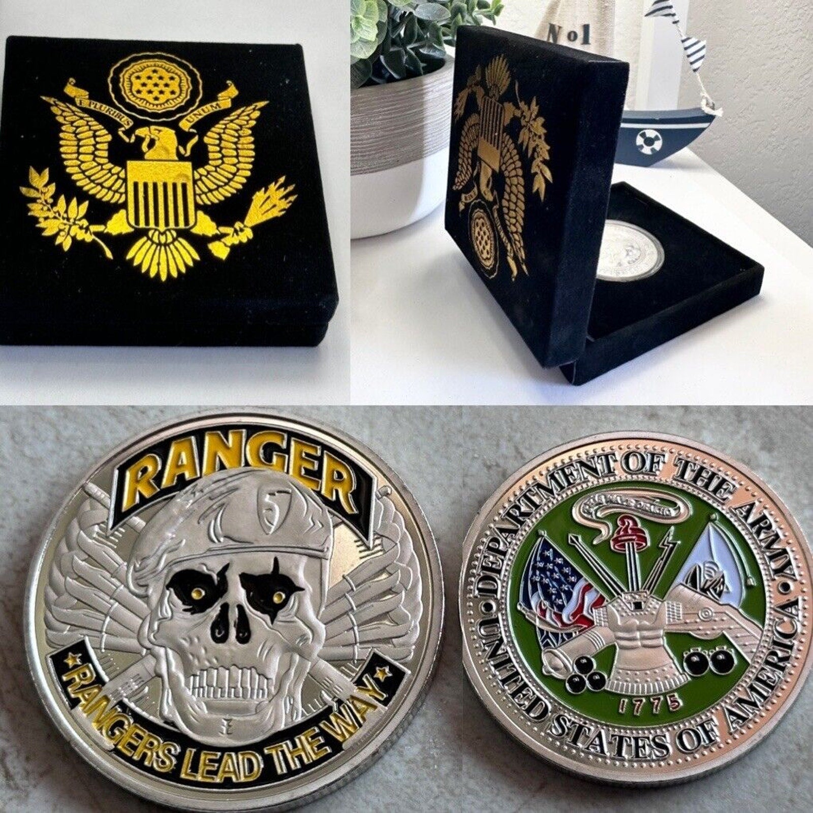 US ARMY RANGERS Lead The Way Challenge Coin with special velvet case