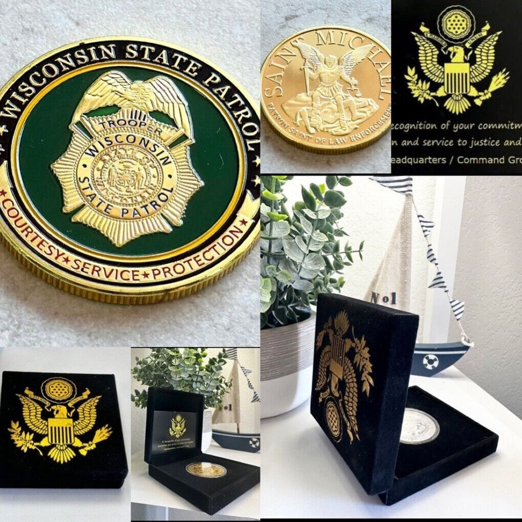 WISCONSIN STATE PATROL Challenge Coin With Special Velvet Case