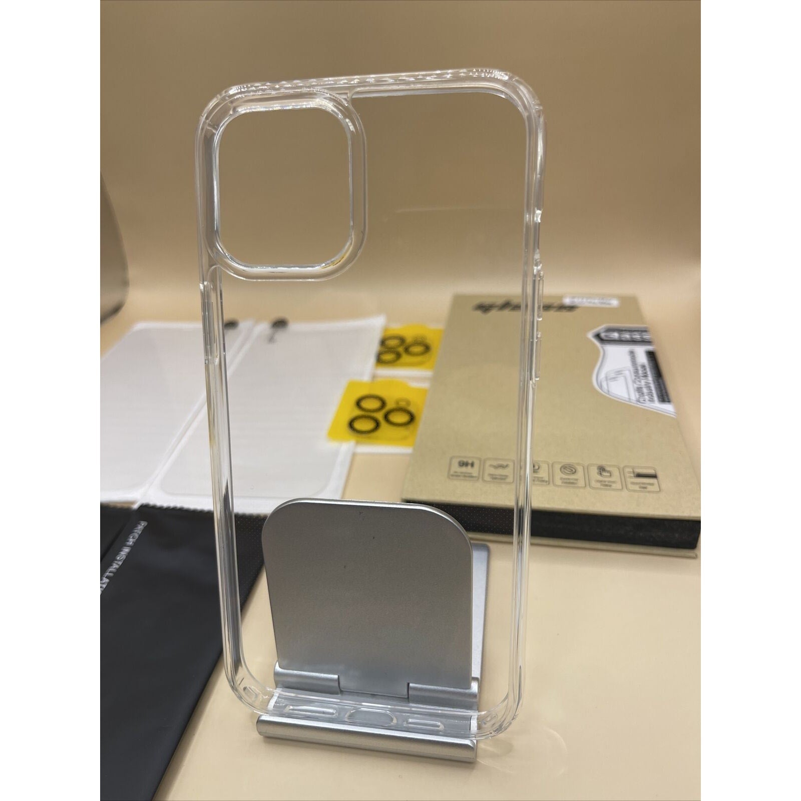 7in1 Sturdy Clear Case Kit w 2 Tempered Glass /2 Lens Protectors 2 clean + Box