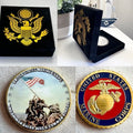 U S MARINES IWO JIMA Challenge Coin with velvet case