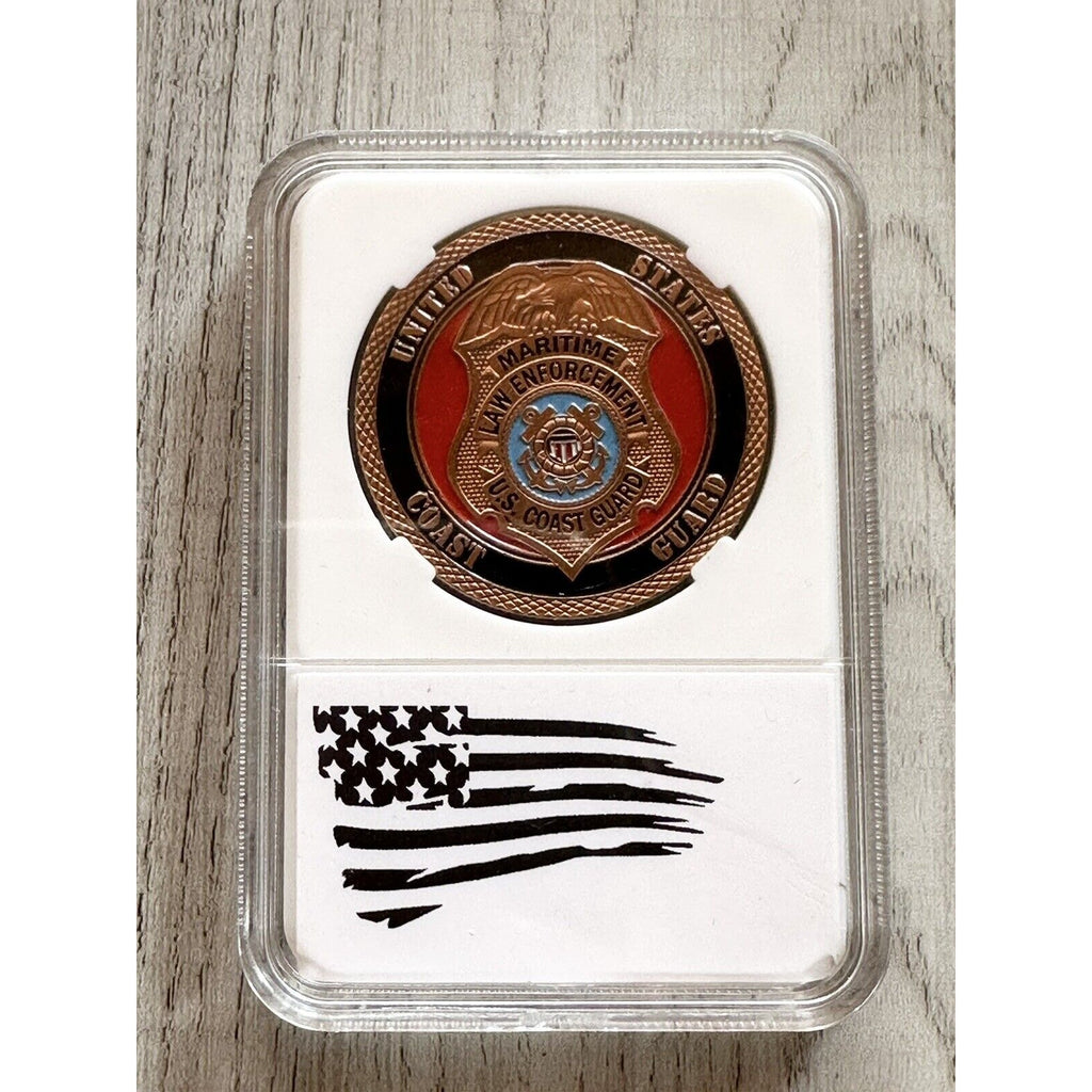 US COAST GUARD MARITIME LAW ENFORCEMENT Challenge Coin (COPPER) with case