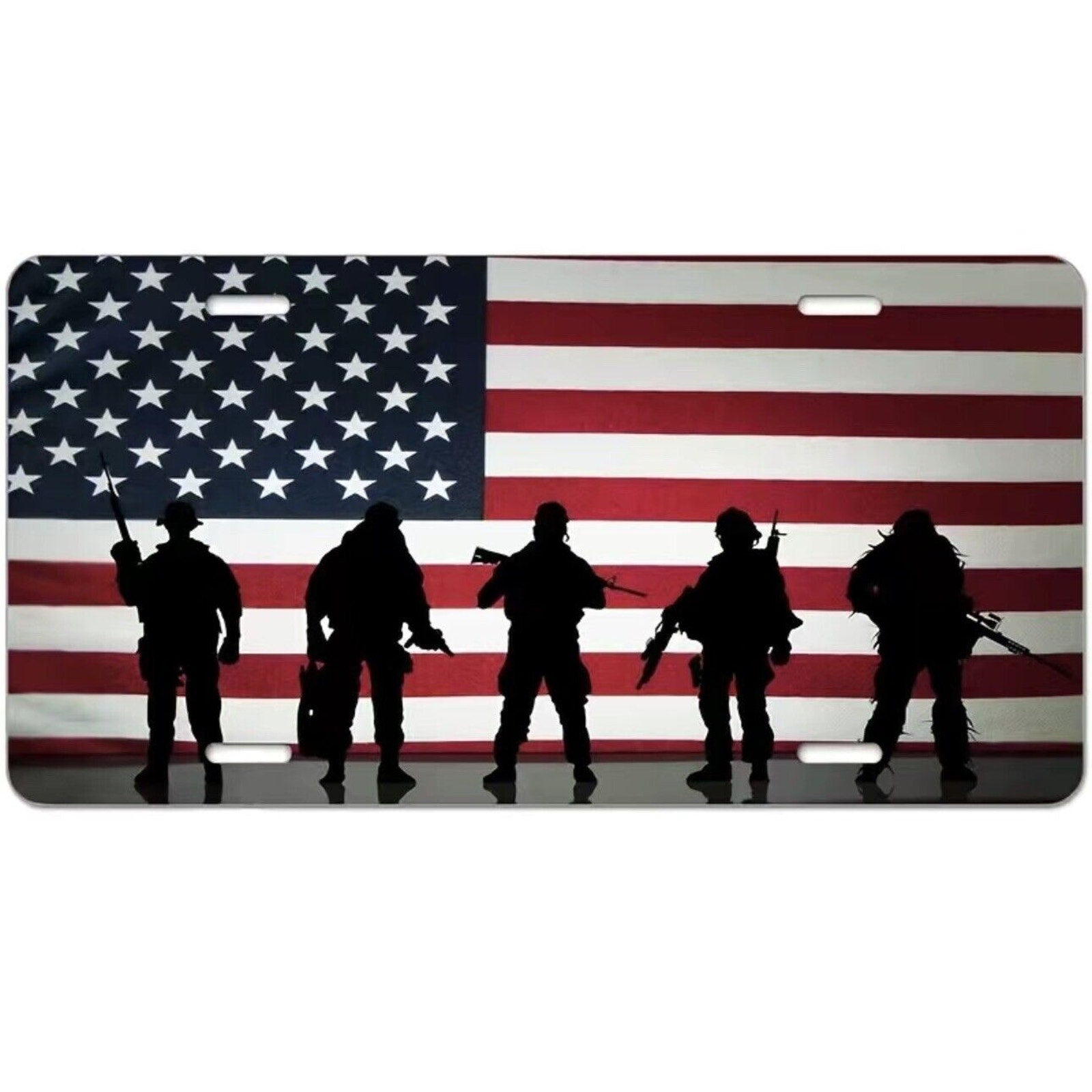 License Plate, Veterans Day Flag Aluminum Metal Tag Novelty Auto Car Tag 6x12”
