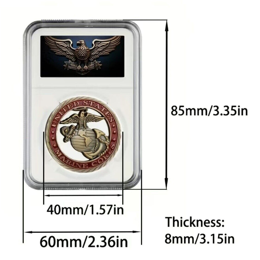 Marine Corps Honor Courage Commitment Coin - USMC EGA Cutout Challenge Coin