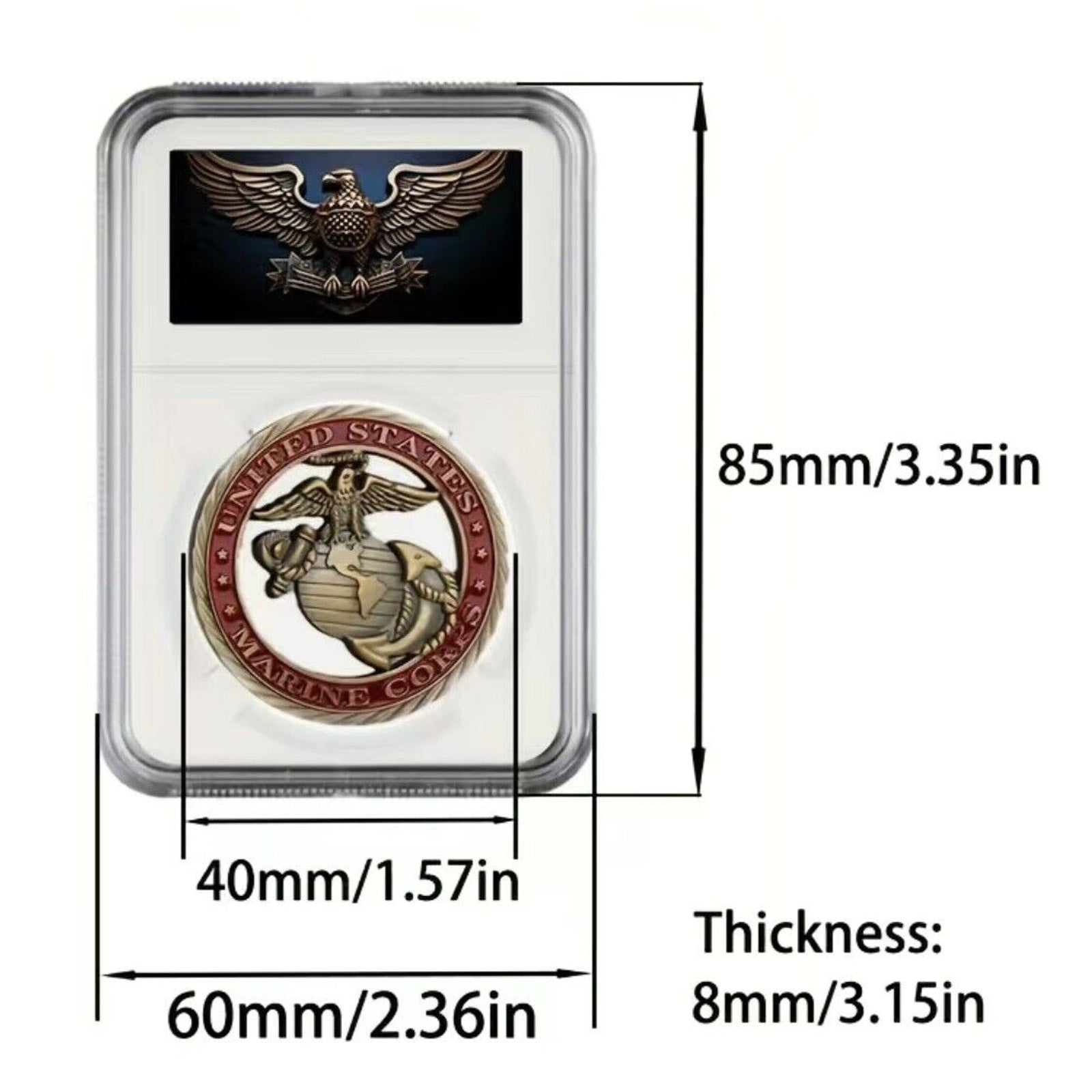Marine Corps Honor Courage Commitment Coin - USMC EGA Cutout Challenge Coin