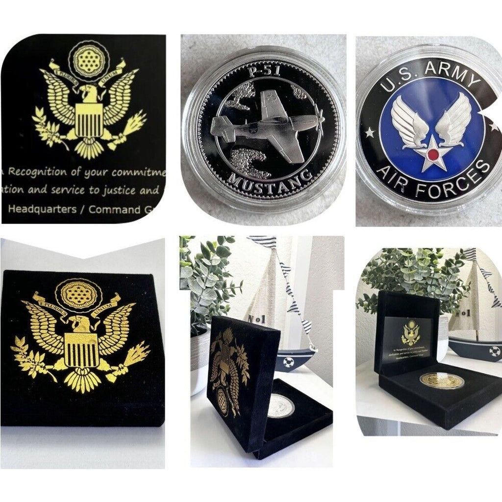U S ARMY AIR FORCES P-51 MUSTANG Challenge Coin USA ARMY