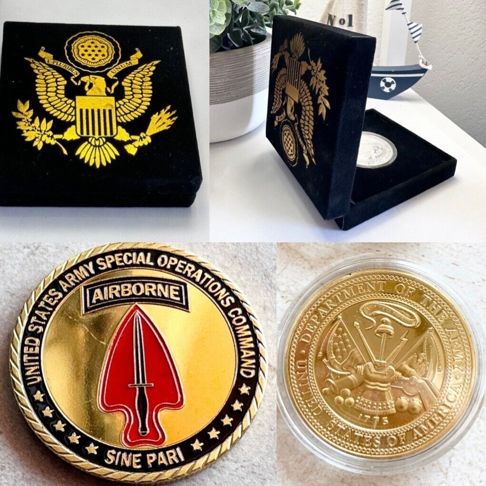 US ARMY SPECIAL OPERATIONS COMMAND Challenge Coin w/ velvet presentation box