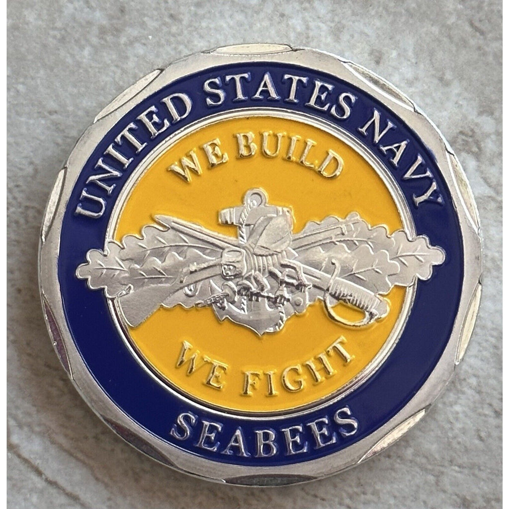 US Navy Seabees We Build We Fight Challenge Coin With Special Velvet Case
