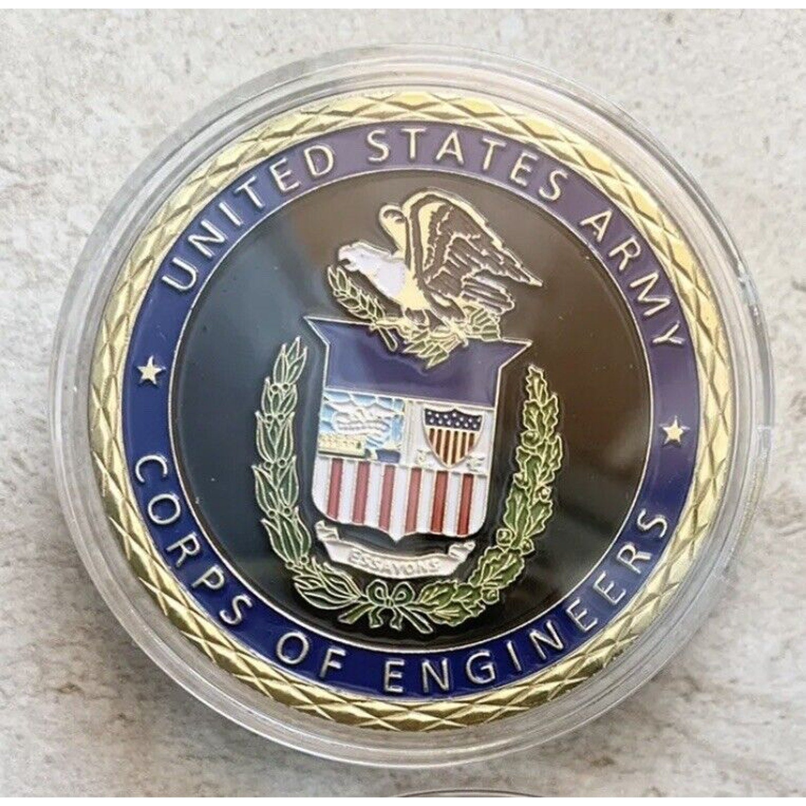 U S ARMY Corps of Engineers Challenge Coin With Velvet Special Presentation Box