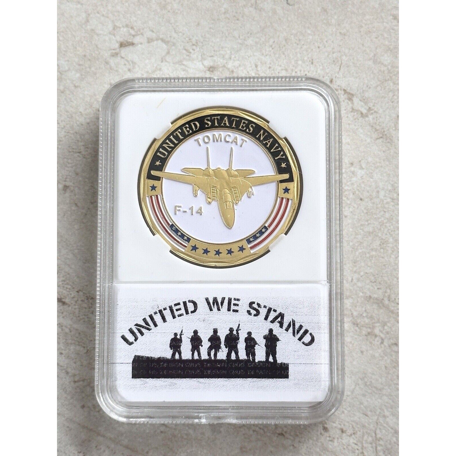 U S NAVY F-14 TOMCAT Challenge Coin with Beautiful Case United We Stand