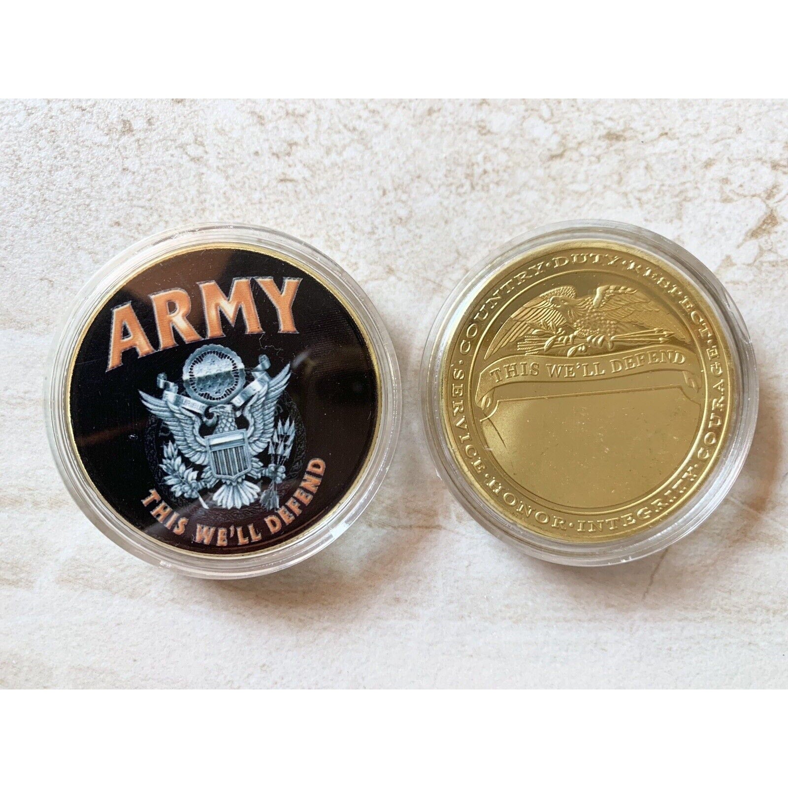 United States Army Challenge Coin This We’ll Defend, with special velvet case