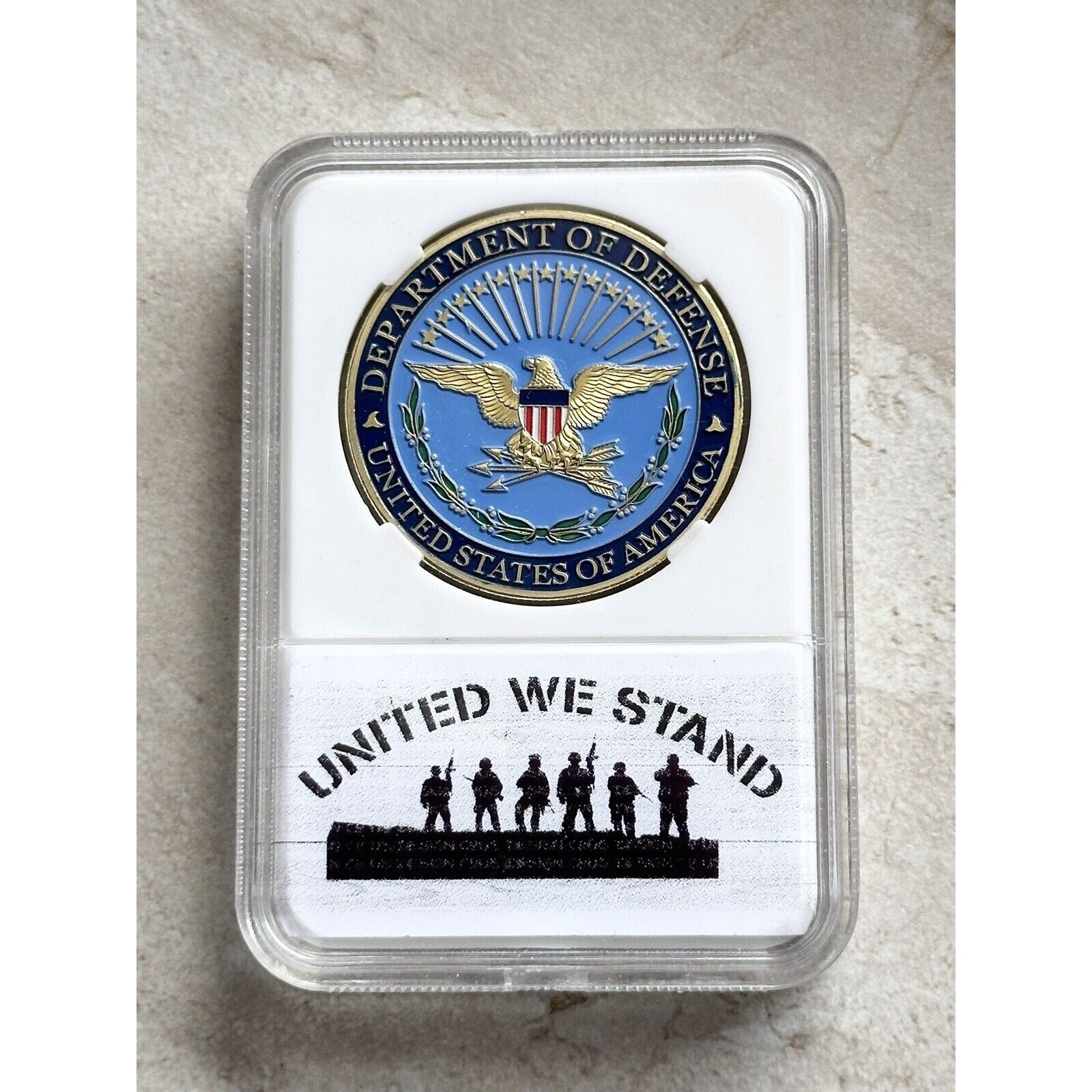United States Department of Defense Challenge Coin With Case United We Stand