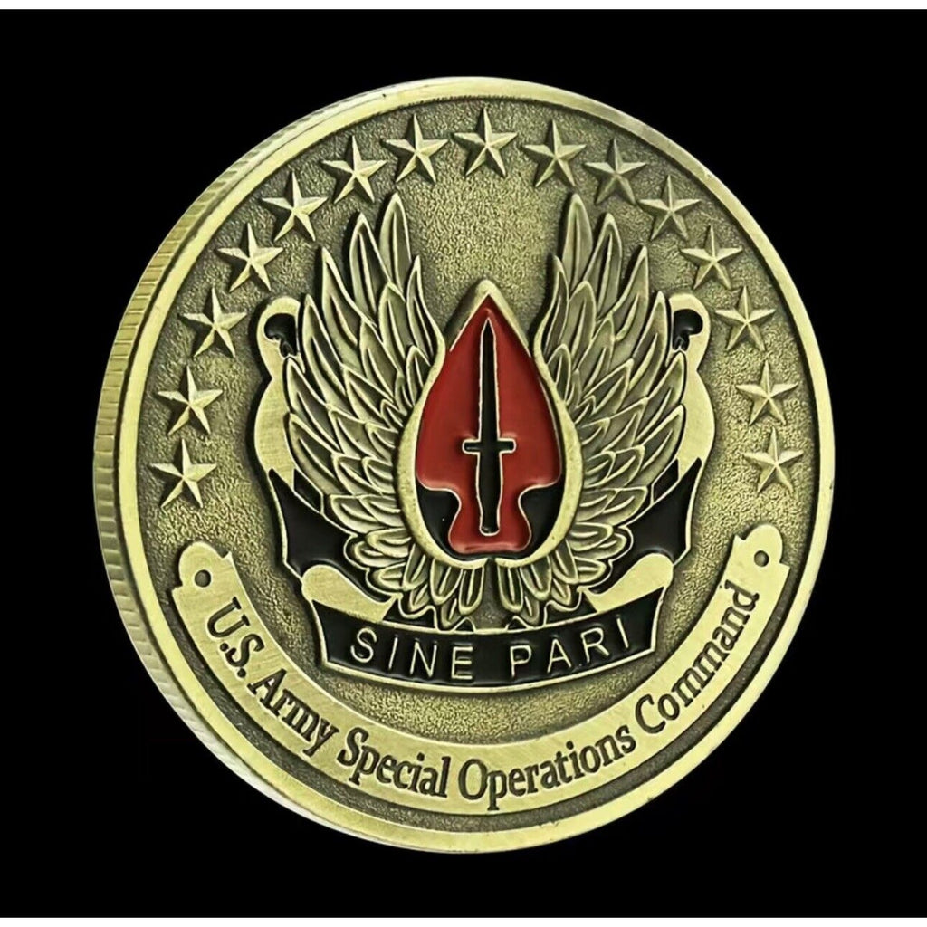 SINE PARI USASOC SPECIAL OPERATIONS COMMAND ARMY CHALLENGE COIN NEW