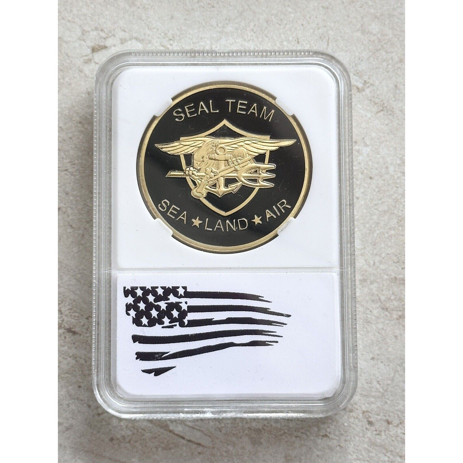 SEAL TEAM SEA LAND AIR CHALLENGE COIN C366 DEPARTMENT OF THE NAVY BLACK/GOLD