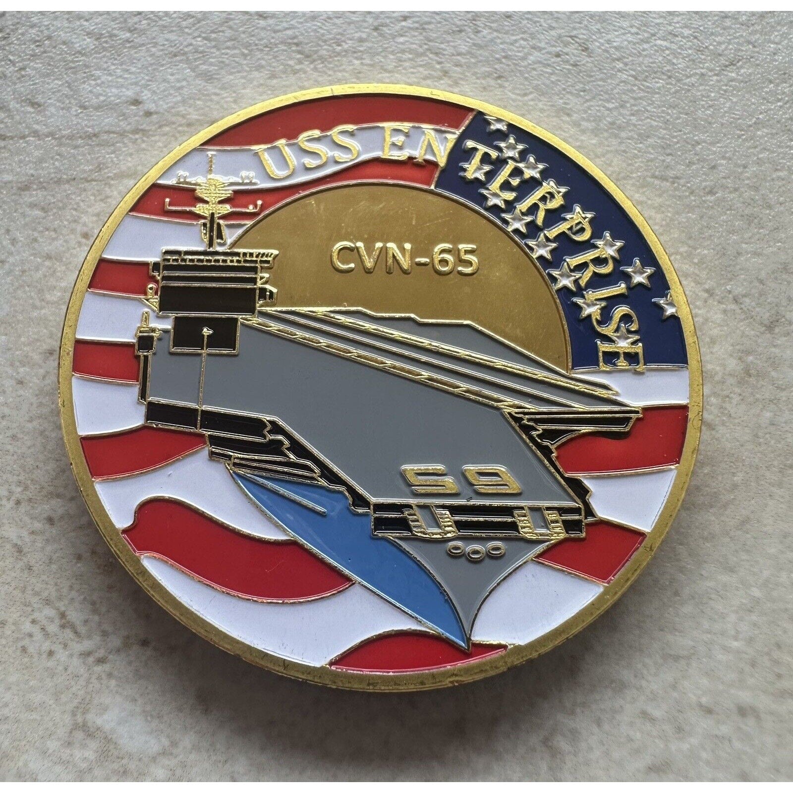 US NAVY - USS ENTERPRISE CVN-65 Challenge Coin With 3D Display Case